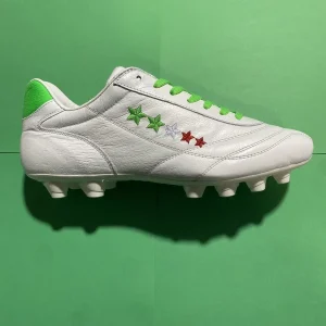 CINQUESTELLE PC MOD NEON SCARPA ARTIGIANALE VERA PELLE DI CANGURO MADE IN ITALY BIANCO  FG TERRENI IN ERBA